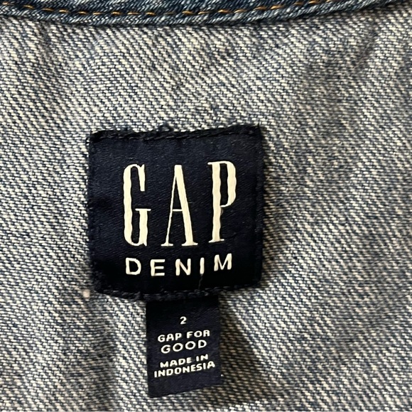 Gap Button Down Denim Dress Pockets Size 2 Western Cowgirl Rodeo - Picture 3 of 7